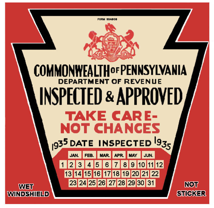 1935 Pennsylvania INSPECTION Stcker